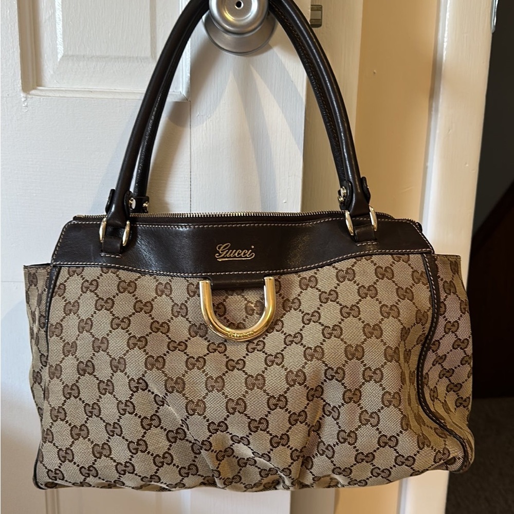 Brown Gucci D ring tote